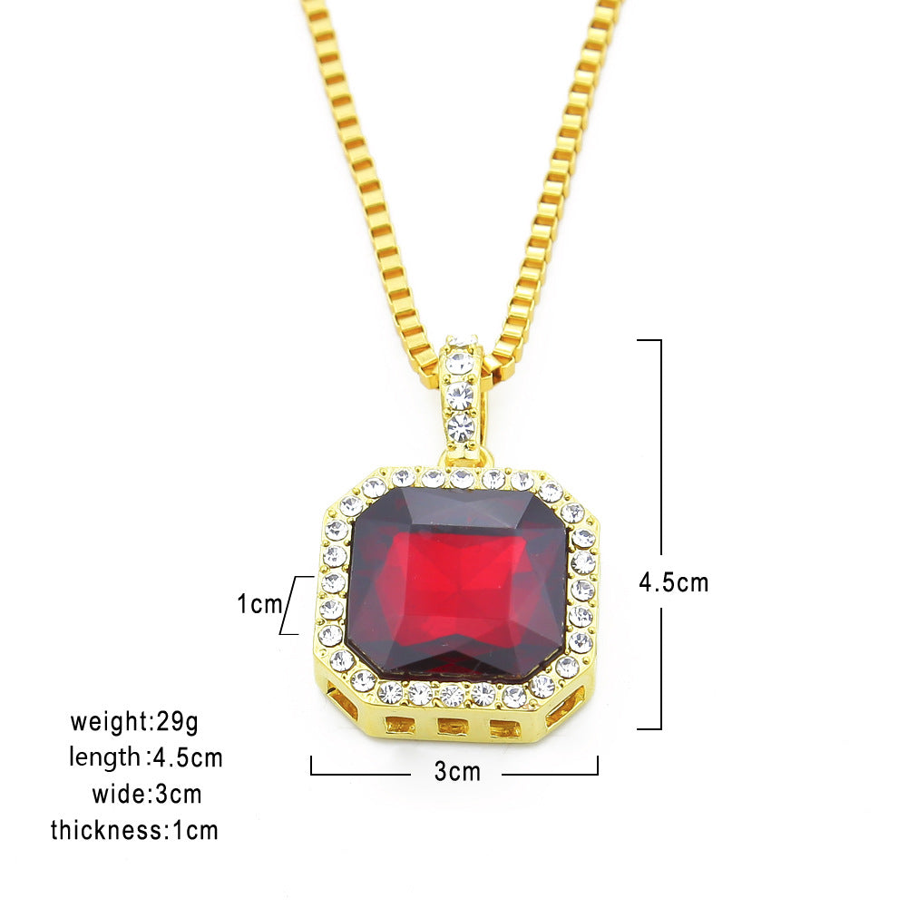 Jewelry Hip Hop Square Rhinestone Necklace