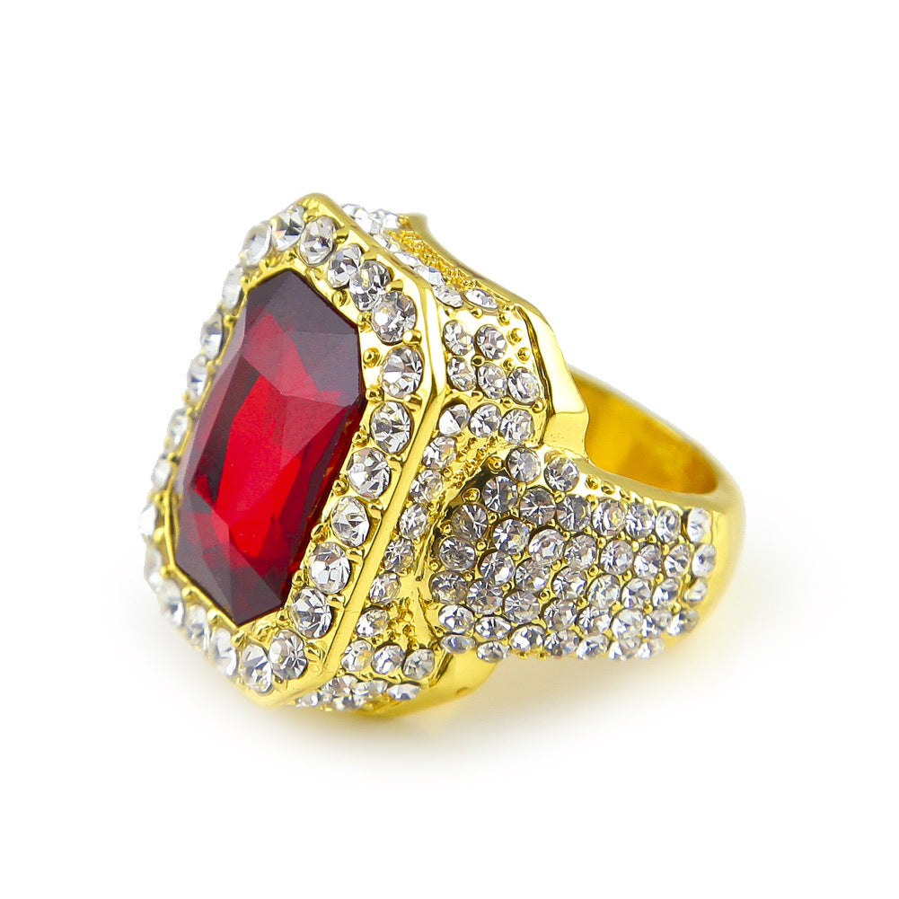 Rings Design Square Diamond Alloy Ring Hip Hop Royalty