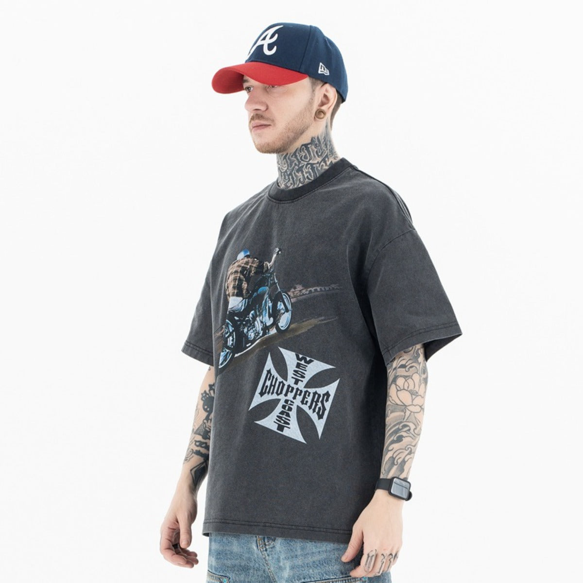 Vic Streetwear Summer Vintage Old Crew Neck Short Sleeve T-Shirt