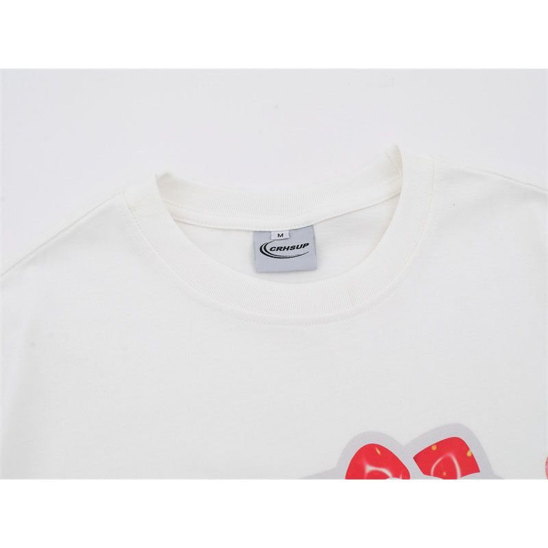US drip outfits Summer Vintage Pussy Print Casual Loose Short Sleeve T-Shirts