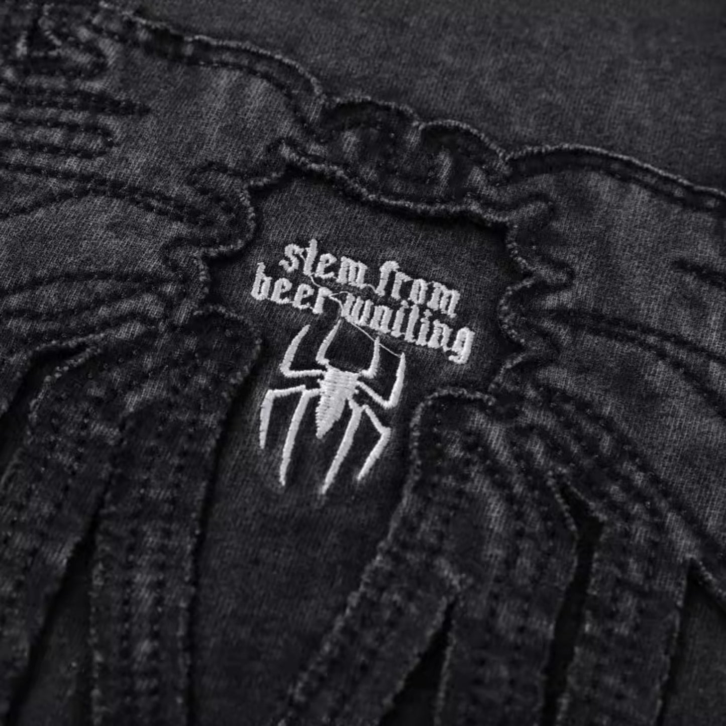 Remeras rock nacional t-shirt washed spider embroidery loose short sleeves