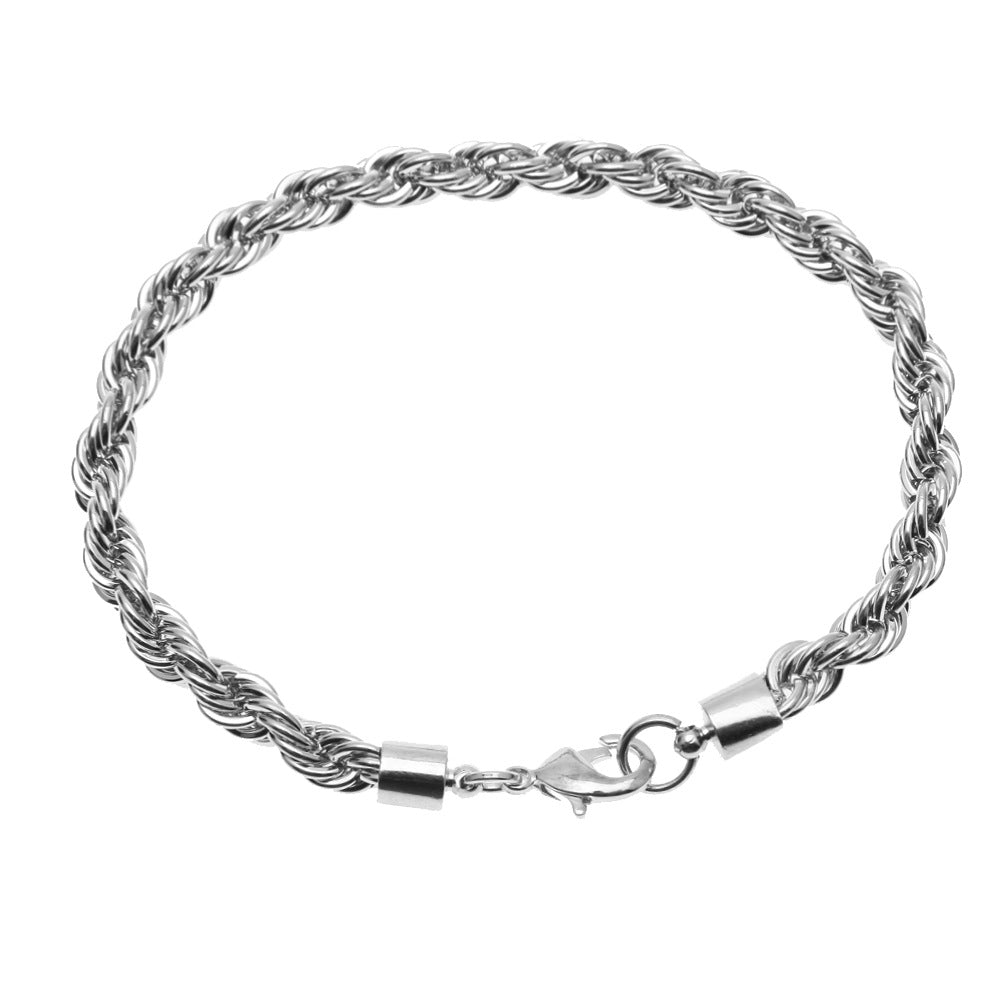 Bracelet HipHop 6mm Gold Plated Stainless Steel Twist Bracelet Spectrum