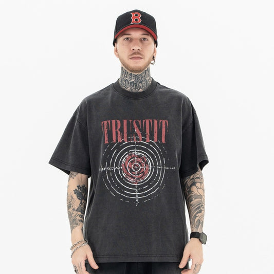 Vintage College Shirts Summer Wash Crew Neck Short Sleeve T-Shirt