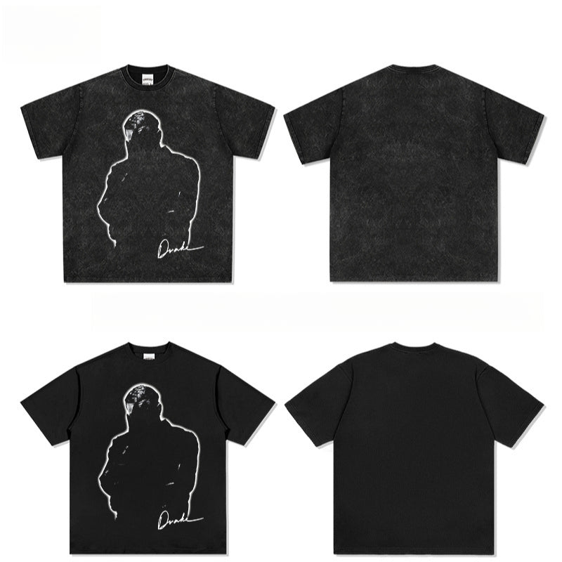 Streetwear Masculino Hip Hop Drake DRAKE Print Short Sleeve T-Shirt Vintage