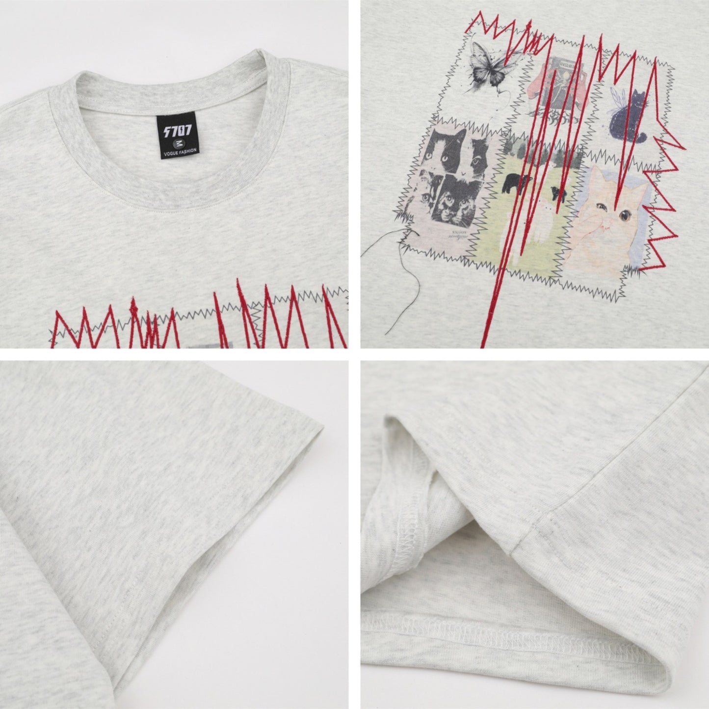 Distorted vintage hip hop loose crew neck t-shirt vintage loose short sleeves
