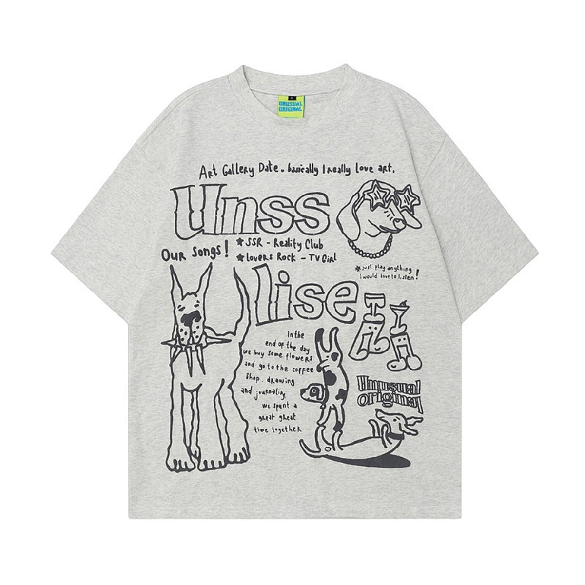 90s West Coast Hip Hop Fashion T Shirts Fun Graffiti Foam Puppy Short Sleeve T-Shirt