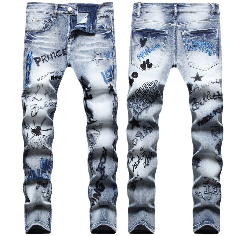 1990 Fashion Jeans Embroidered Straight Jeans