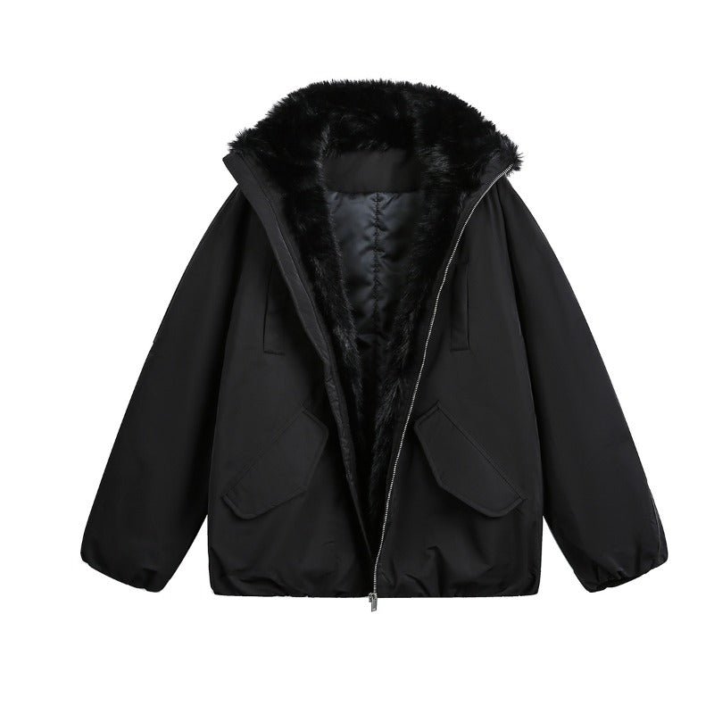 Unisex Down Jacket Winter Fleece Collar