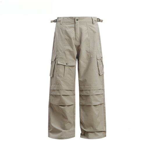 Hip Hop Pants For Boys Vintage Multi-Pocket Quick-Drying Overalls Loose Straight Casual Pants