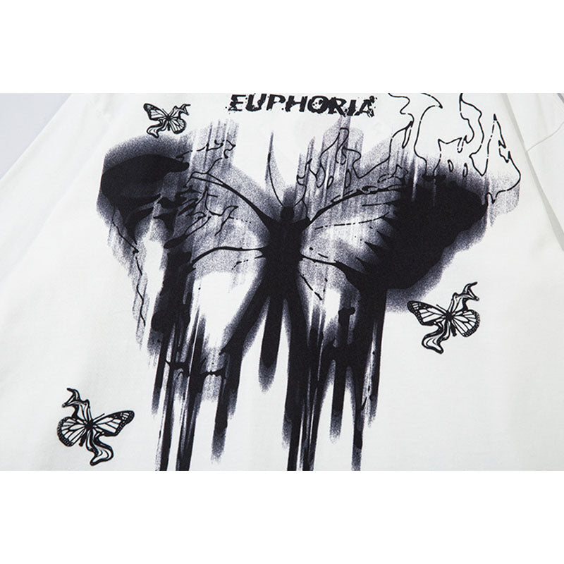 Marcas De Streetwear Vintage Hip Hop Butterfly Graffiti Long Sleeve T-Shirt