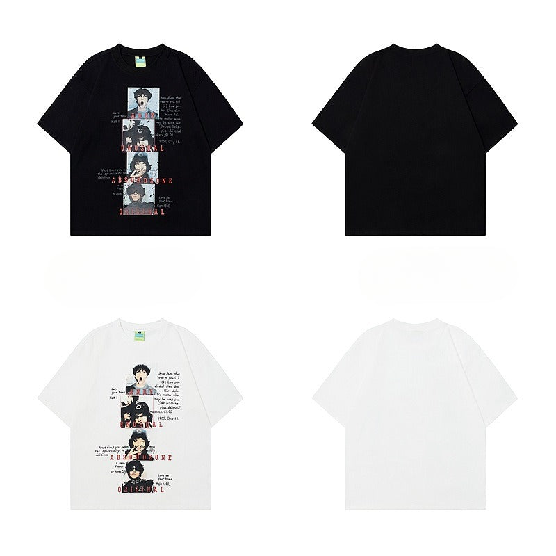 90s West Coast Hip Hop Fashion T-Shirts Vintage Character Photo Cover Loose Short Sleeve T-Shirt