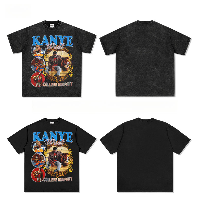 New york hip hop shop vintage hip hop kanye west print short sleeve t-shirt vintage