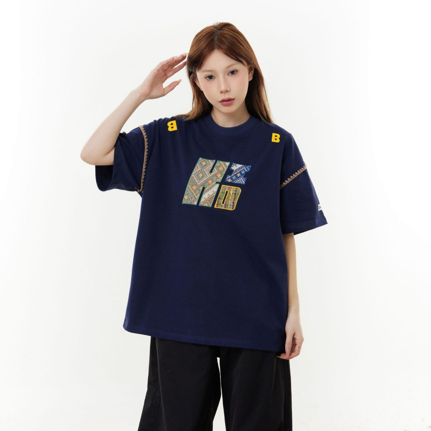 Hip Hop Clothes New York Embroidered Printed Short Sleeve T-Shirt Summer Loose Casual Top