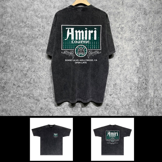 Amiri washed t-shirt flower diamond nameplate short sleeve