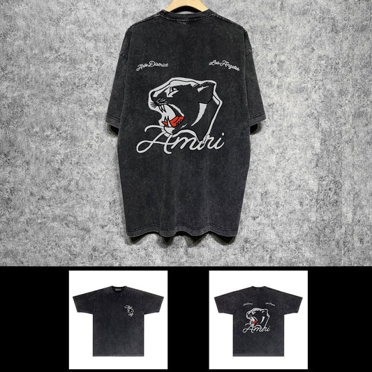 Amiri washed t-shirt black panther short sleeve