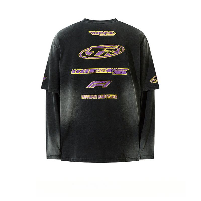Racing oversized t shirt racing style long sleeve t-shirt