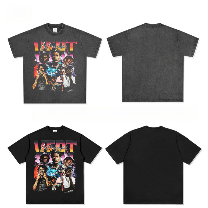 Streetwear masculino vintage hip hop LilUziVert print short sleeve t-shirt