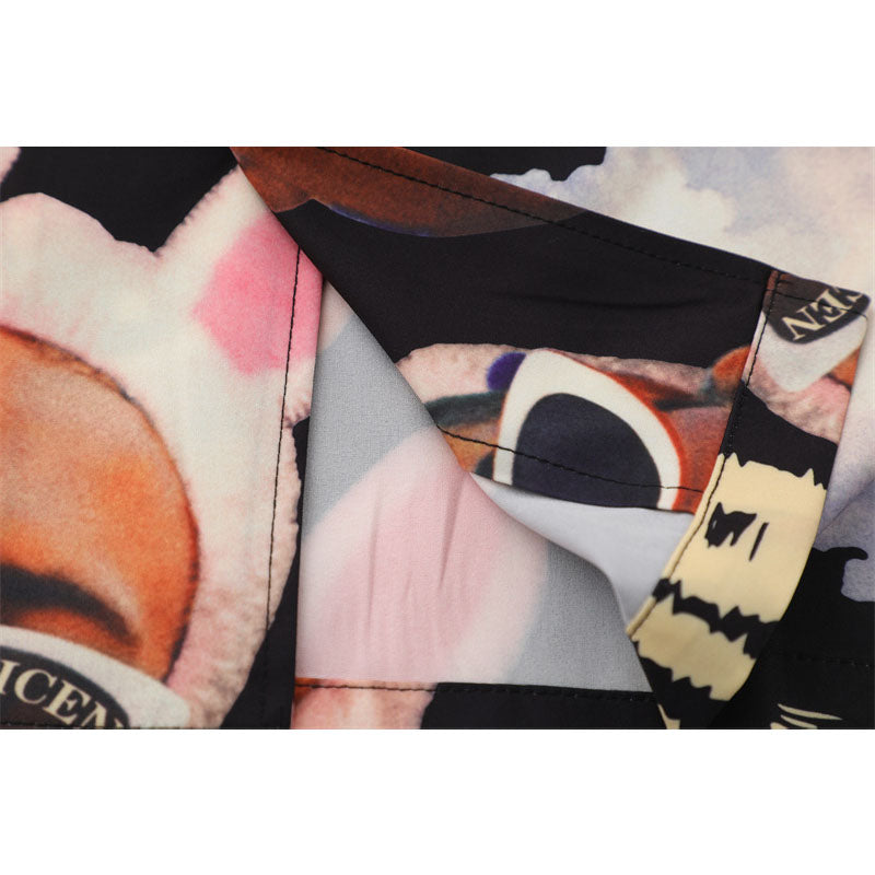 Hip Hop Shirts For Boys Summer Vintage Abstract Print Shirt