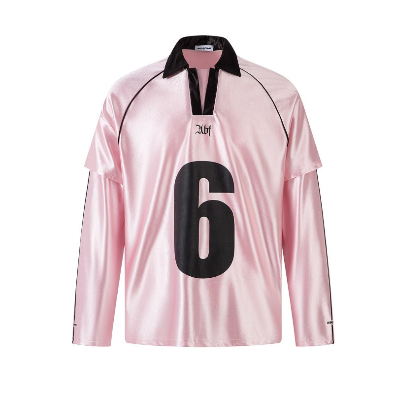 Unisex long-sleeved shirt autumloosesatin lapel