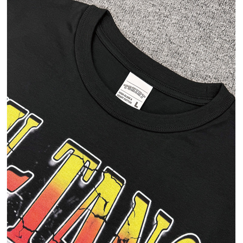 Streetwear masculino vintage hip hop WU-TANG print short-sleeved t-shirt