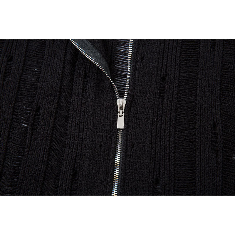 Casual Street Wear Vintage Hollow Knitted Short Sleeve Shirt Summer Casual Lapel Loose