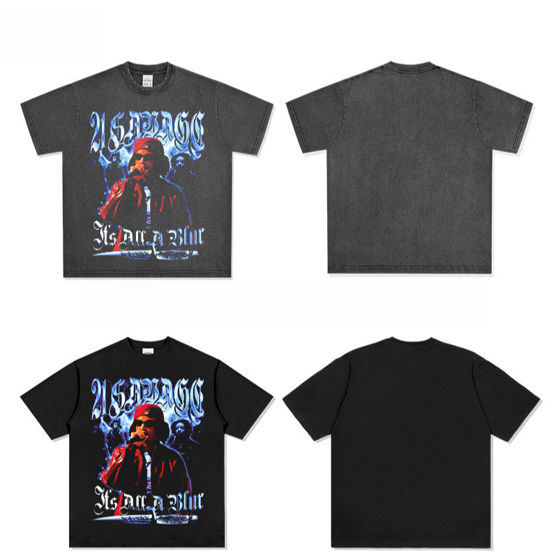 Outfit streetwear vintage hip hop 21 SAVAGE print short sleeve t-shirt