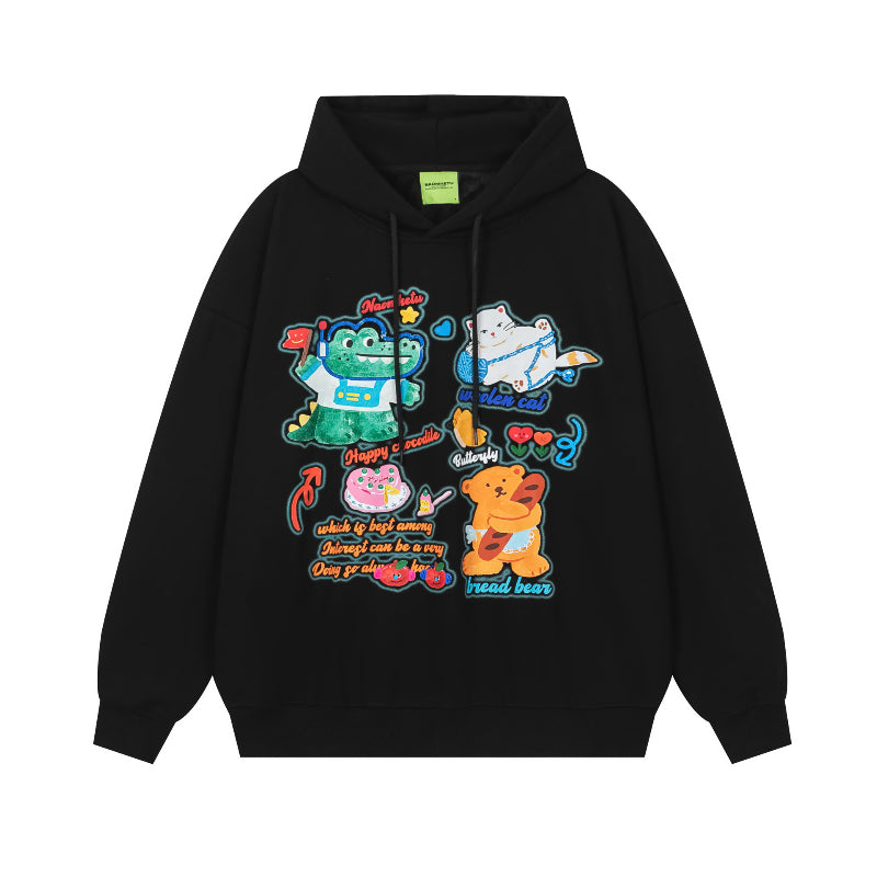 Vice streetwear cartoon print hooded sweater men