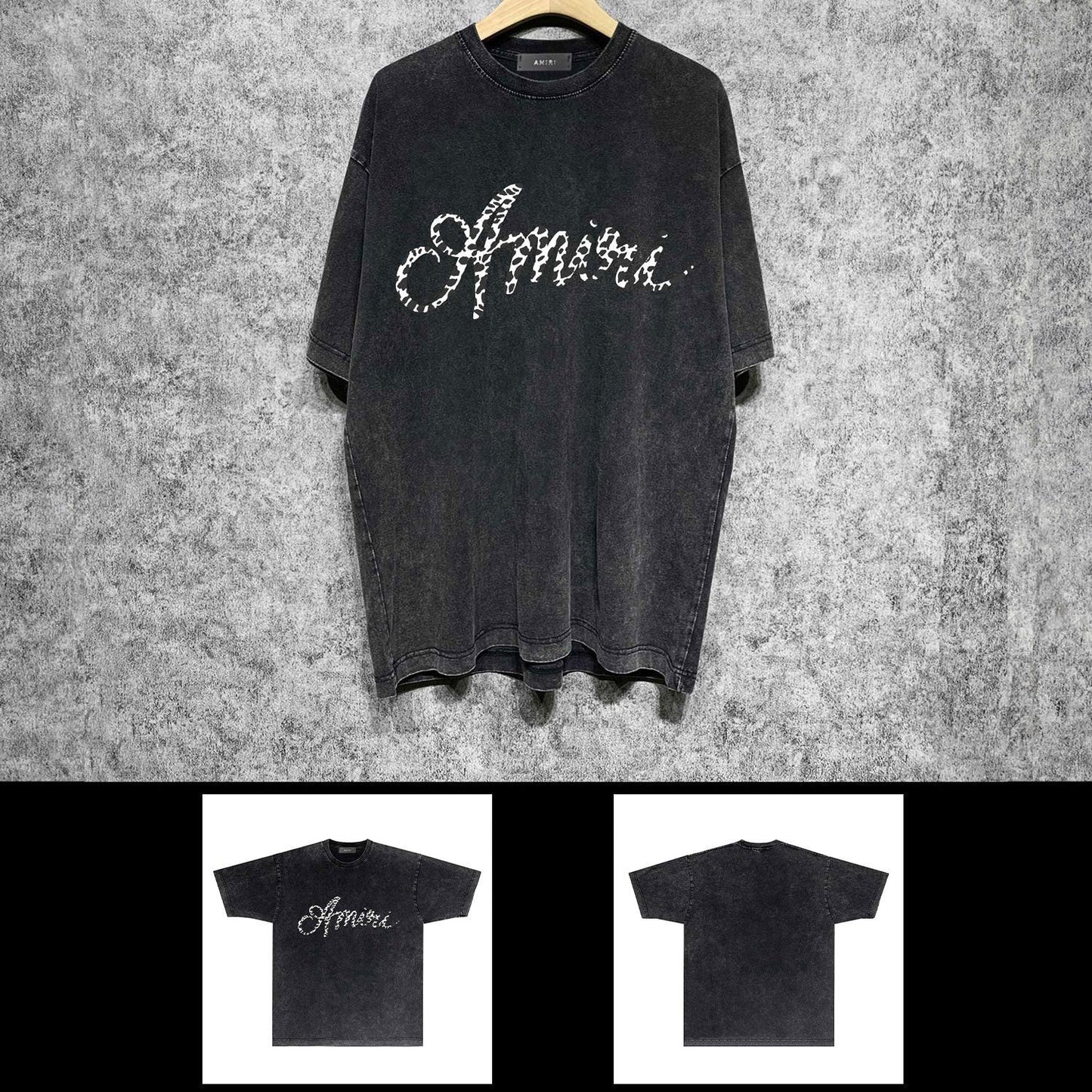 Amiri washed t-shirt silver ring snake letter short sleeve