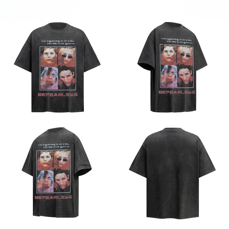 80s And 90s Vintage T Shirts Vintage Washing Water Old Character Short Sleeve T-Shirts
