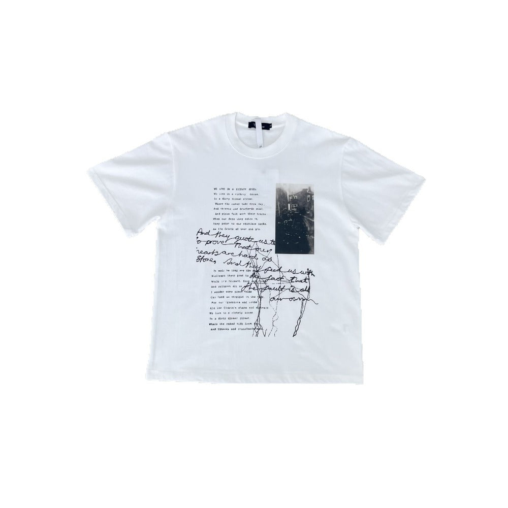 Streetwear Eua t shirt Forest Castle Digital Print Short Sleeve T-Shirt Cleanfit Top