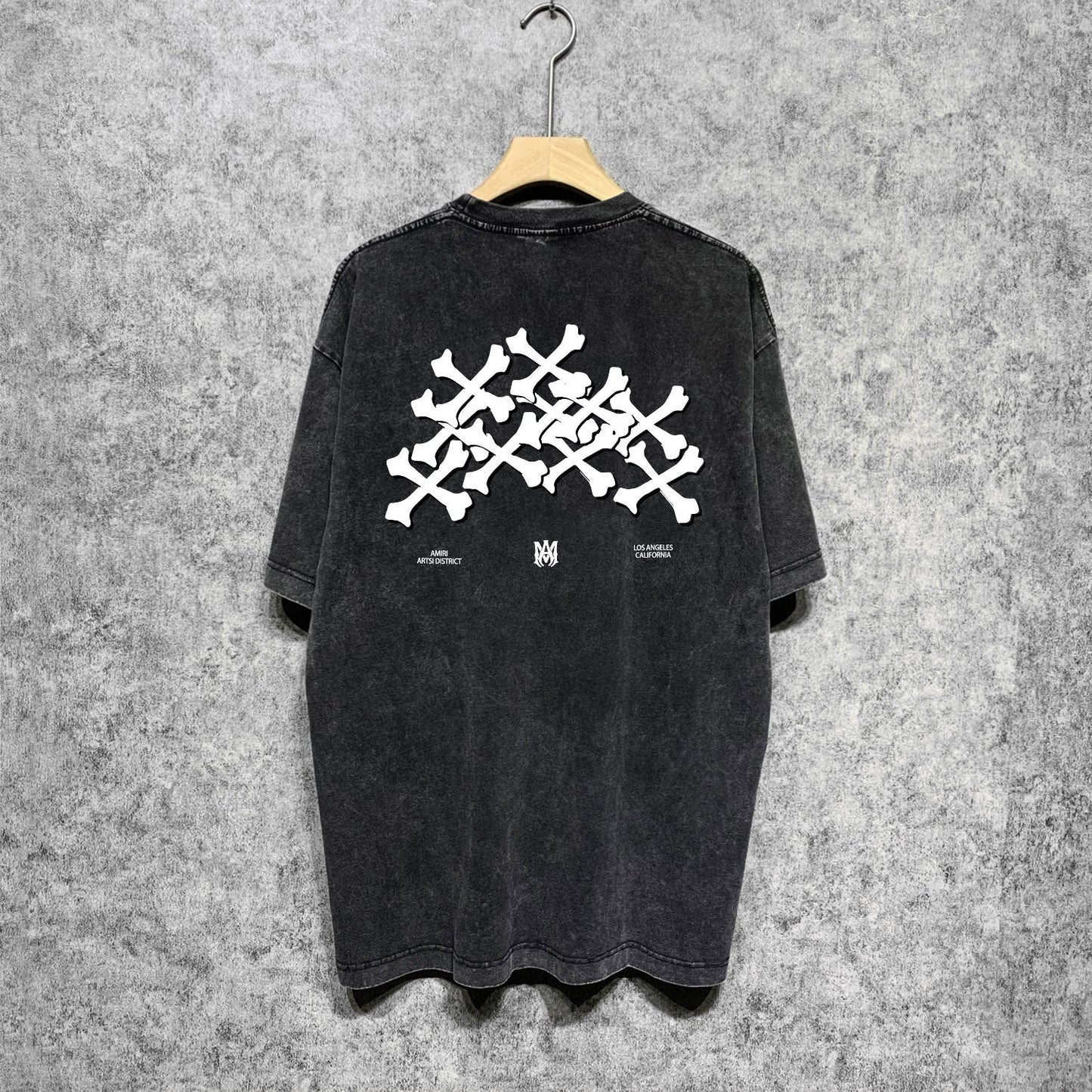 Amiri washed t-shirt skeleton letter short sleeve