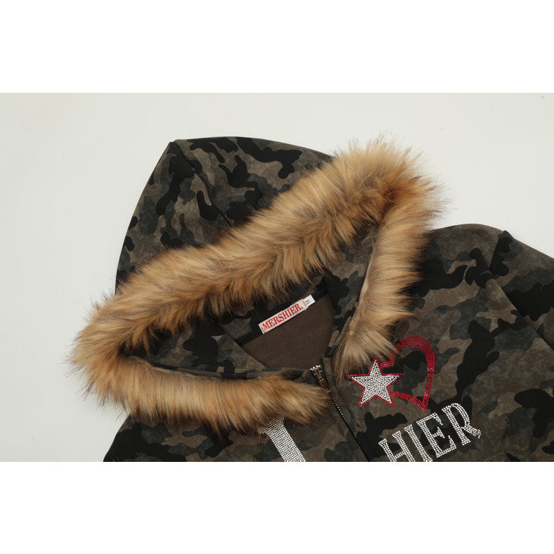 Streetwear Hoodie Vintage Hooded Camouflage Sweater Loose Casual Jacket