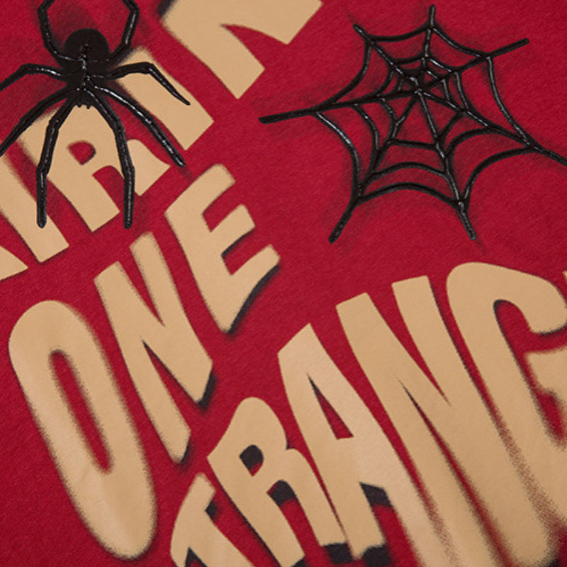 Vintage T Shirts Hip Hop Spider Print Long Sleeve T-Shirt