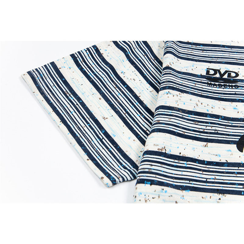 New York Hip Hop Style Vintage Alphabet Print Crew Neck Loose Striped Short Sleeve T-Shirt