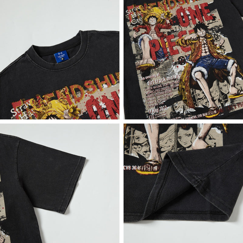 Nyc T Shirt Cartoon Luffy Printed Short Sleeve T-Shirt Loose Top