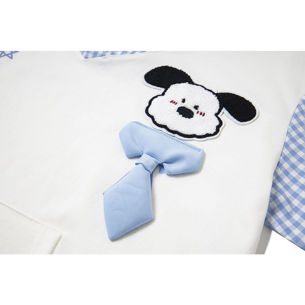 Nostalgia T Shirts Vintage Short Sleeve T-Shirt Embroidered Lapel Top