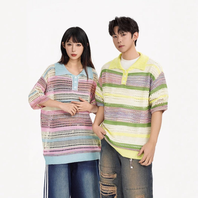 Nyc 1990 Shirt Vintage Striped Knitted polo shirt