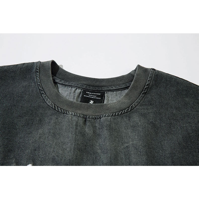 Marcas De Streetwear Crew Neck Denim Pullover Long Sleeve T-Shirt