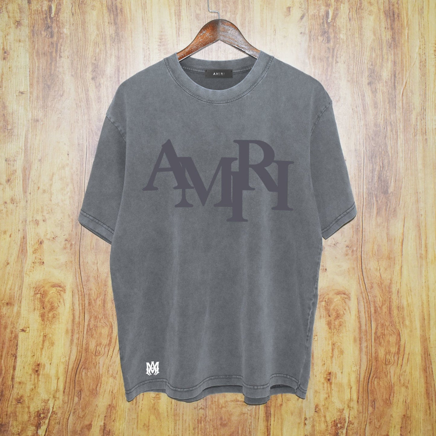 Amiri washed t-shirt all gray letterprinting short sleeves