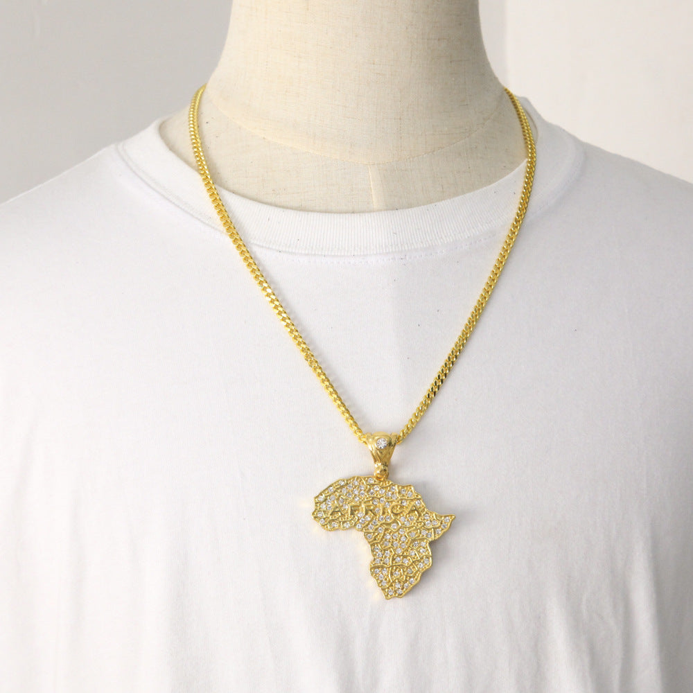 Jewelry Diamond Africa map Twist chain Africa map Spectrum