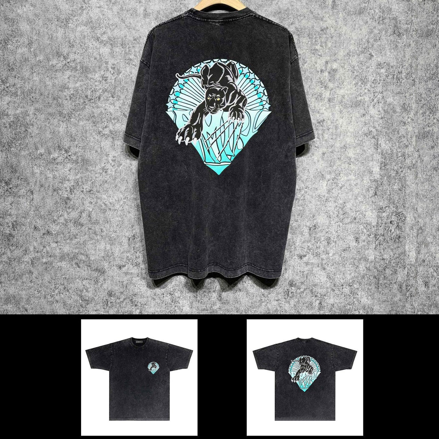 Amiri washed t-shirt black panther short sleeve