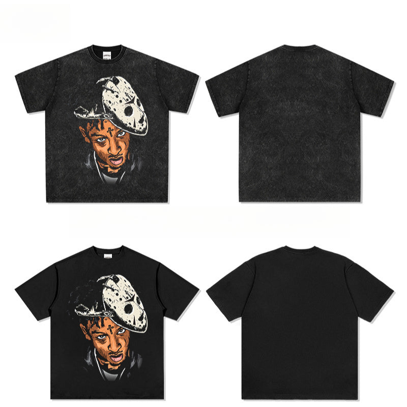 New york hip hop shop vintage 21 savage print short sleeve t-shirt