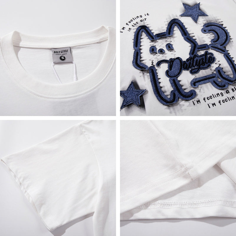 Distorted vintage short-sleeved t-shirt summer oversize casual top