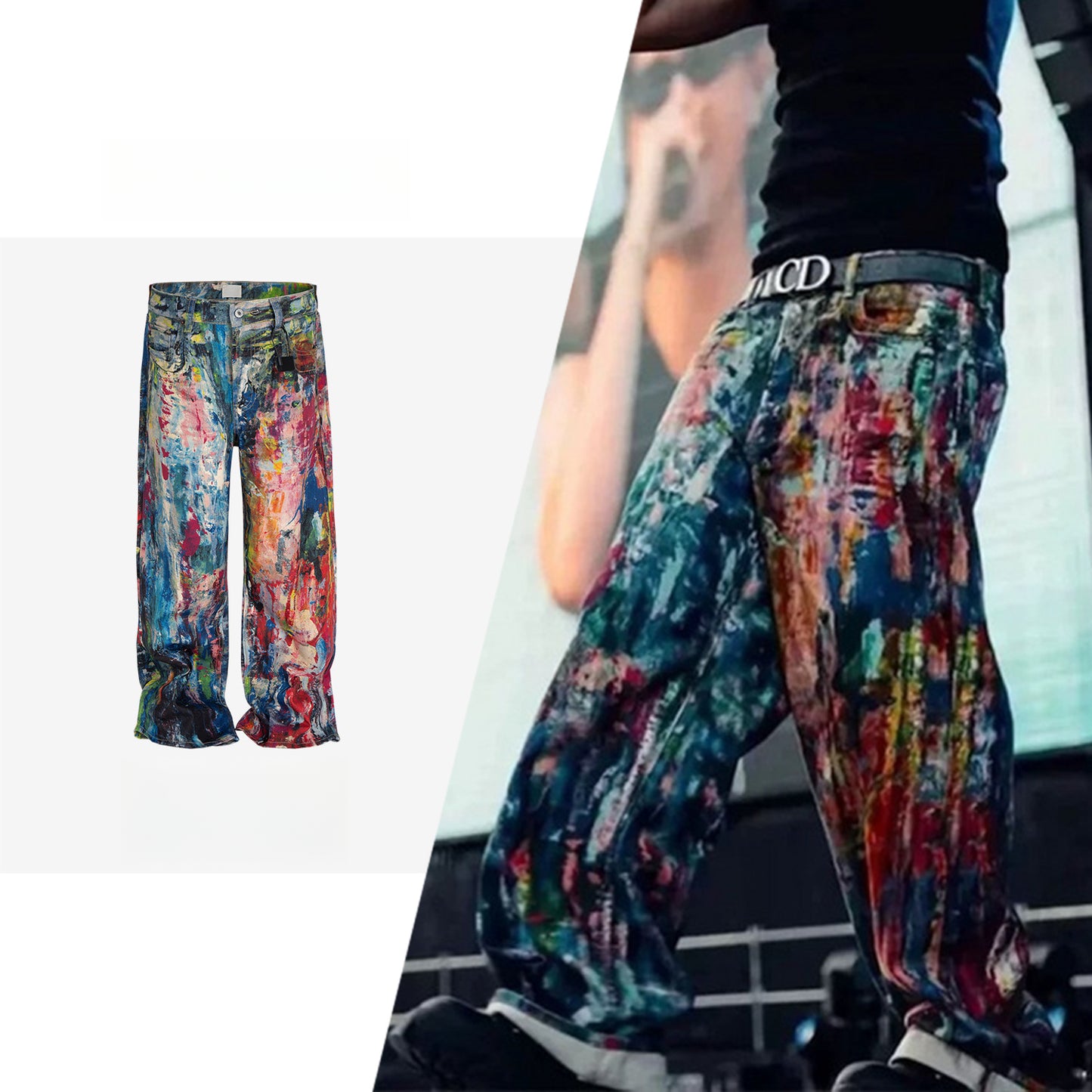 Rock Revival Jeans Rainbow Oil Painter Jeans Men's Straight Pants