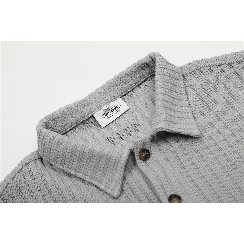 Hip Hop Shirts For Boys Short Sleeve Hollow Polo Shirt Summer Loose Cardigan Shirt