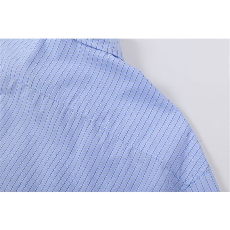 Casual Street Wear Vertical Striped Short Sleeve Shirt Summer Loose Casual Shirt