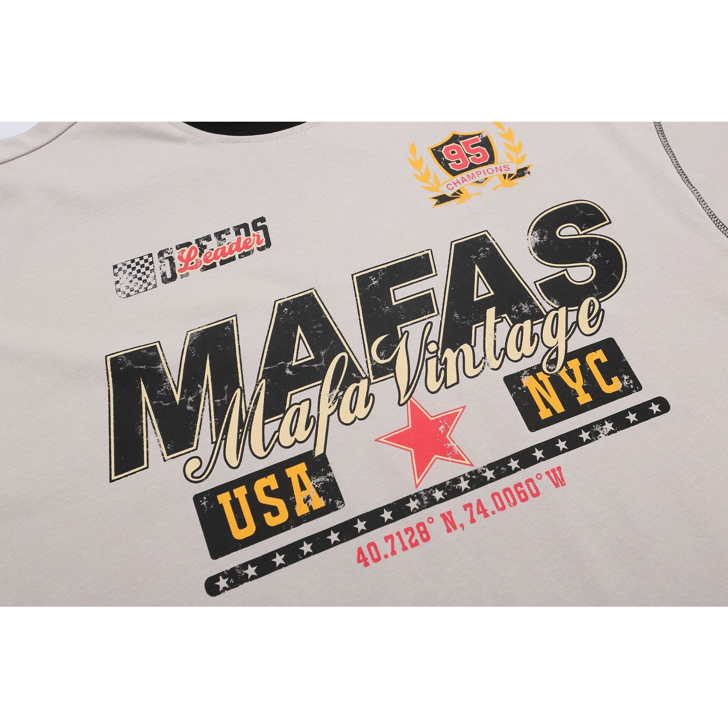 Hip Hop Clothing Summer Short Sleeve Vintage Sports T-Shirt Loose Print Short Sleeve