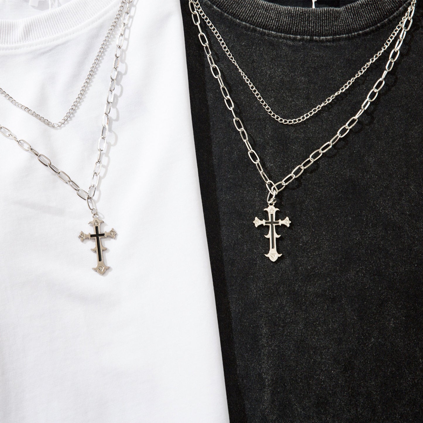 Retro Style Shirt For Men Summer Wash Necklace T-Shirt Short Sleeve