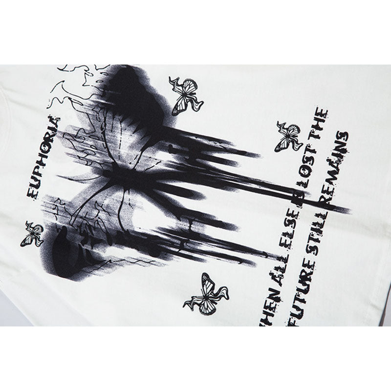 Marcas De Streetwear Vintage Hip Hop Butterfly Graffiti Long Sleeve T-Shirt