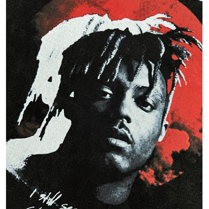 Streetwear masculino Juice wrld hip hop character print short sleeve t-shirt